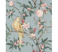 Rasch Poetry Exotic Bird Pastel Blue Wallpaper