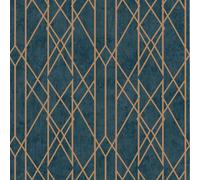 Rasch Portfolio Lattice Geometric Wallpaper Luxury Metallic Shimmer Stripe Roll