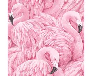 Rasch Portfolio Pink Black Flamingo Bird Feather Wallpaper Luxury Textured Featured Wall 10m Roll 277890