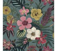 Rasch Priya Floral Petrol Blue Wallpaper