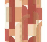 Rasch Retro Art Deco Red Orange Wallpaper 480030