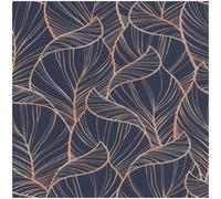 Rasch Rhapsody Navy Blue Leaves Paste The Wall Wallpaper Copper Metallic