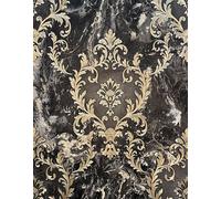 Rasch Sienna Damask Black Vasari Metallic Italian Luxury Wallpaper 534382