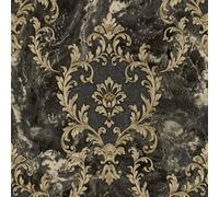 Rasch Sienna Damask Black Wallpaper - 10m