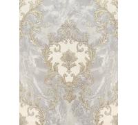 Rasch Sienna Damask Vasari Metallic Italian Grey Luxury Wallpaper 534351