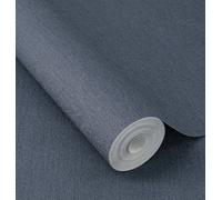Rasch Simple Plain Small Linen Blue Wallpaper