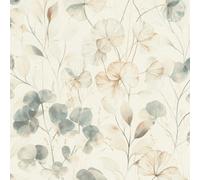 Rasch Soft Delicate Floral White Beige Cream Grey Brown Blue Wallpaper