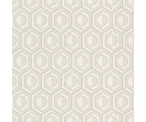 Rasch Sophia 710120 Non-Woven Wallpaper with Geometric Design in Retro Look in Light Grey, White and Silver 10.05 m x 0.53 m (L x W)