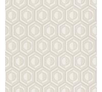 Rasch Sophia Geometric Design In Retro Look Grey White & Silver Non-Woven Wallpaper 710120