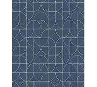 Rasch Symmetry Curve Navy Blue Geometric Wallpaper 310108