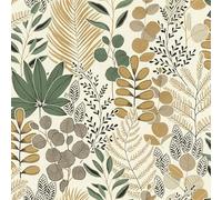 Rasch Tapeten 465334 Non-Woven Wallpaper with Different Leaves in Green and Brown from The Symphony Collection 10.05 m x 0.53 m (L x W)