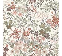 Rasch Tapeten 553338 - Colourful Non-Woven Wallpaper from The Salisbury Collection with Different Coloured Leaves on a White Background with Light Structure - 10.05 m x 53 cm (L x W)