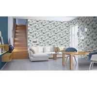 Rasch Tapeten 555127 - Non-Woven Wallpaper with Tropical Plants in Blue and Beige from The Lirico Collection - 10.05 m x 0.53 m (L x W)