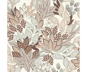 Rasch Tapeten 866223 Non-Woven Wallpaper with Leaves in Blue Grey, Beige and Brown from The Symphony Collection 10.05 m x 0.53 m (L x W)