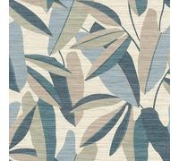 Rasch Tapeten 866346 Non-Woven Wallpaper with Leaves in Blue, Green, Beige and Brown from The Symphony Collection 10.05 m x 0.53 m (L x W)