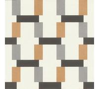 Rasch Tapeten 868814 - Non-Woven Wallpaper with Different Size Rectangles in Brown, Light Grey, Anthracite and Cream White from The Symphony Collection - 10.05 m x 0.53 m (L x W)