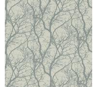 Rasch Tapetenwechsel Woodland Trees Non Woven Textured Metallic Grey Wallpaper Rasch Grey