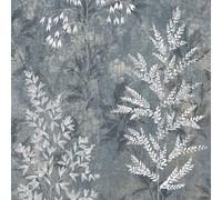 Rasch Texture Effect Garden Leaf Plant Leaves Metallic Shimmer Wallpaper in Navy Rasch Navy