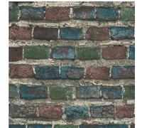 Rasch Textured Teal Brick Wall Wallpaper Vinyl Industrial Paste The Wall