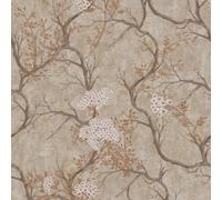 Rasch Vasari Albero Mocha & Copper Floral Tree Metallic Heavyweight Wallpaper 400419