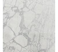 Rasch Enzo Marble White And Silver Wallpaper, Silver