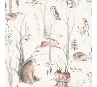 Rasch Walk Woodland Wallpaper in White Rasch White