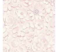 Rasch Wallpaper 200232 - Light Paper Wallpaper in Pink with Flowers in 3D Look - 10.05 m x 0.53 m (L x W)