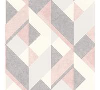 Rasch Wallpaper 278828 - Paper Wallpaper with Graphic Pattern in White, Grey and Pink - 10.05 m x 0.53 m (L x W)