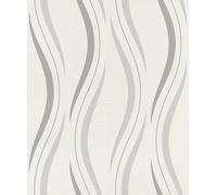 Rasch Wallpaper 476514 - Light Non-Woven Wallpaper with Wave Pattern in Light Grey and Grey - 10.05 m x 0.53 m (L x W)