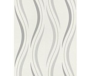 Rasch Wallpaper 476514 - Light Non-Woven Wallpaper with Wave Pattern in Light Grey and Grey - 10.05 m x 0.53 m (L x W)