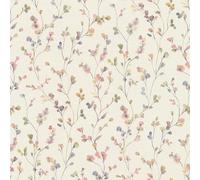 Rasch Wallpaper 486155 - Light Non-Woven Wallpaper with Small Flowers in Pink and Green in Watercolour Look from The Country Charme Collection