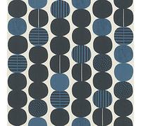 Rasch Wallpaper 539745 - Graphic Non-Woven Wallpaper with Circles in Black and Dark Blue with Light Texture - 10.05 m x 53 cm (L x W)