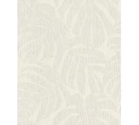 Rasch Wallpaper 653144 - Cream-White Non-Woven with Palm Leaves Plant Pattern