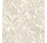 Rasch Wallpaper 692419 - Light Non-Woven Wallpaper with Leaves in Beige and Taupe from The Country Charme Collection