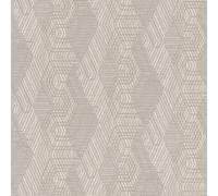 Rasch Wallpaper 751932 - Non-Woven Wallpaper with Geometric Textile Pattern in Grey/Beige from The African Queen Collection - 10.05 m x 0.53 m (L x W)