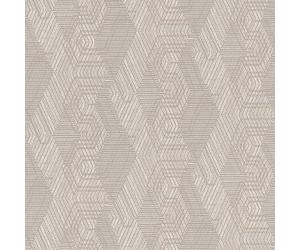 Rasch Wallpaper 751932 - Non-Woven Wallpaper with Geometric Textile Pattern in Grey/Beige from the African Queen Collection - 10.05 m x 0.53 m (L x W)