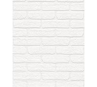 Rasch Wallton 150100 Non-Woven Wallpaper for Painting Over Brick Look White