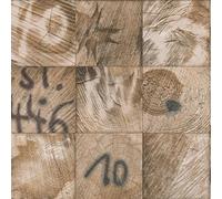Rasch Wood Block Square Pattern Graffiti Motif Faux Effect Realistic Wallpaper in Black Rasch Black