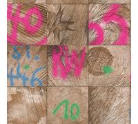 Rasch Wood Block Square Pattern Graffiti Motif Faux Effect Realistic Wallpaper in Pink Rasch Pink