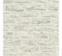 Rasch Wpe 498318 White Washed Brick Effect Vinyl Wallpaper Realistic Textured Faux Stone Wall Covering Rustic Industrial Wall Paper