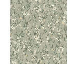 Rasch WPE Cherry Blossom Floral Textured Wallpaper Green 435269 | Premium Non-Woven Paste-The-Wall Wallpaper | Elegant Botanical Tree Blossom Design