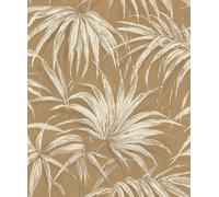 Rasch WPE Non-Woven Bamboo Leaves Wallpaper Brown 435375, Elegant Botanical Leaf Pattern, Textured Paste-The-Wall Wallpaper for Living Room, Bedroom & Hallway