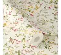 Rasch X Tesa Daisy Scattered Wildflowers Floral Self-Adhesive Peel & Stick Textured Wallpaper, Cream