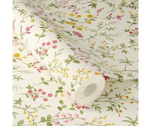Rasch X Tesa Daisy Scattered Wildflowers Floral Self-Adhesive Peel & Stick Textured Wallpaper, Cream