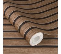 Rasch X Tesa Echo 3D Wood Slat Effect Self Adhesive Peel And Stick Textured Wallpaper, Walnut