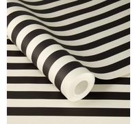 Rasch X Tesa Lenny Classic Slim Stripe Self Adhesive Peel And Stick Textured Wallpaper, Black