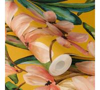 Rasch X Tesa Magnolia Floral Self Adhesive Peel And Stick Textured Wallpaper, Yellow