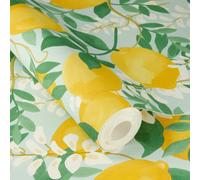 Rasch X Tesa Portofino Lemon Branches Self-Adhesive Peel & Stick Textured Wallpaper, Yellow