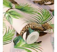 Rasch X Tesa Savanna Leopard Self-Adhesive Peel & Stick Textured Wallpaper, Pink