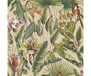 Rasch Zanzibar Heavyweight Vinyl Wallpaper in Cream Rasch Cream